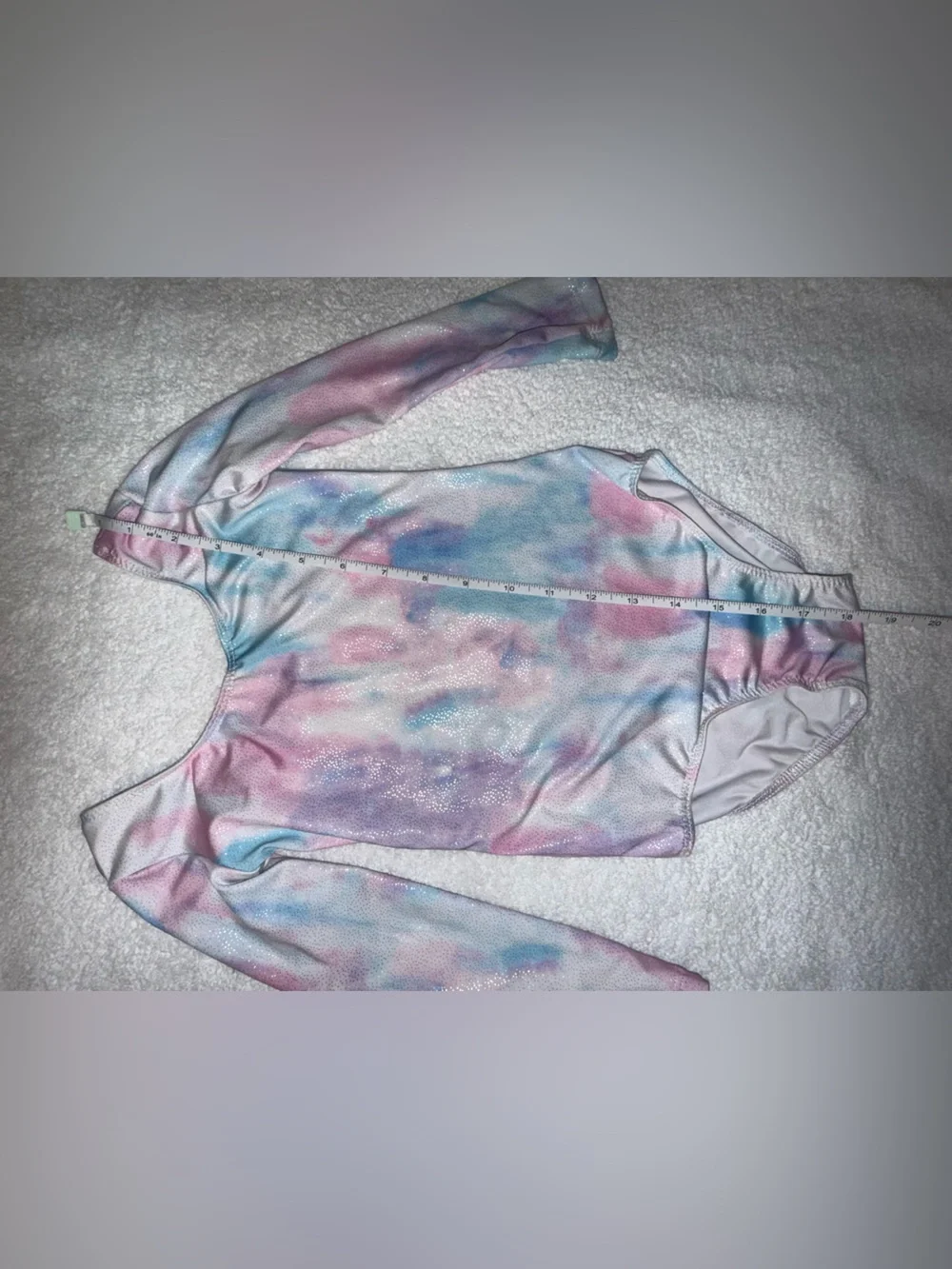Girls Pink Blue Tie-Dye Long Sleeve One-Piece Leotard Size 7/8